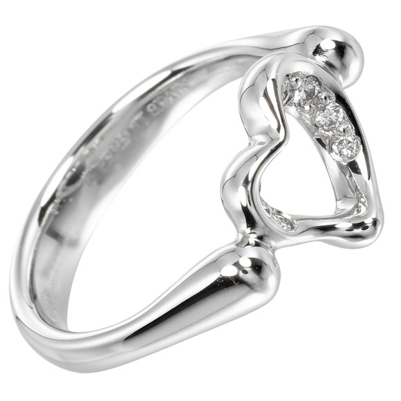 TIFFANY Silver Diamond Heart Ring - Picture 1 of 10